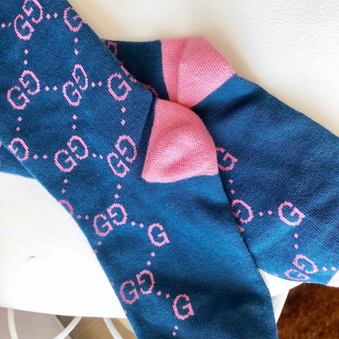 G*u*i gg pattern cotton blend socks pink