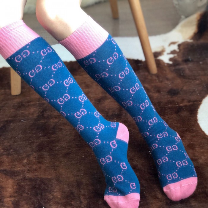 G*u*i gg pattern cotton blend socks pink