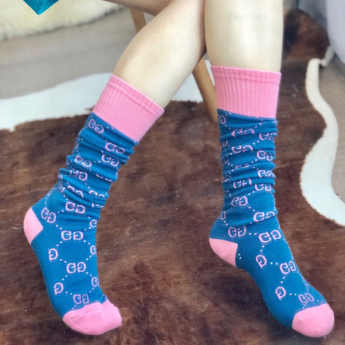 G*u*i gg pattern cotton blend socks pink