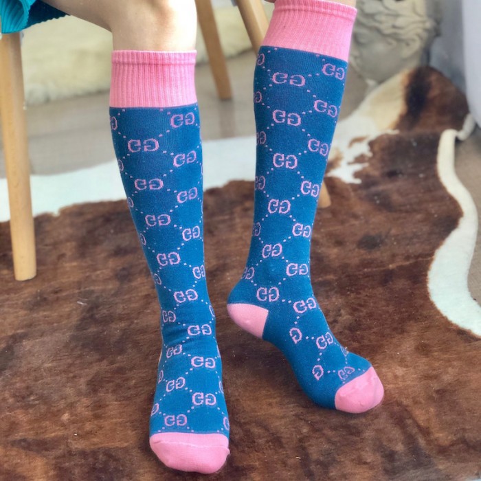G*u*i gg pattern cotton blend socks pink