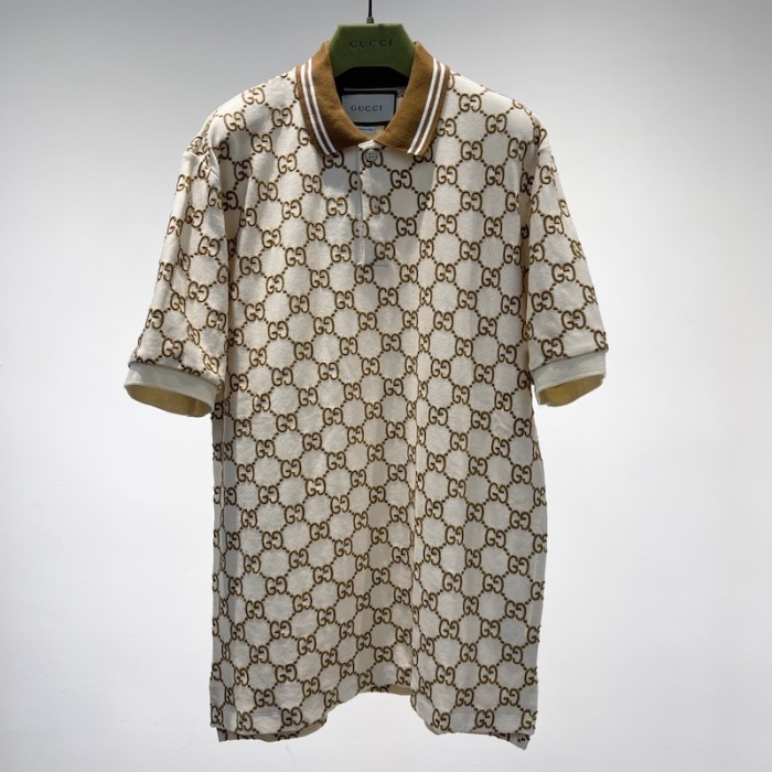 G*u*i gg stretch cotton polo beige