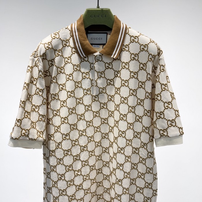 G*u*i gg stretch cotton polo beige