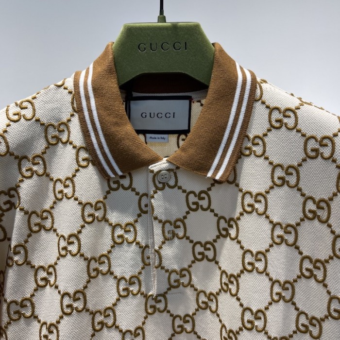 G*u*i gg stretch cotton polo beige