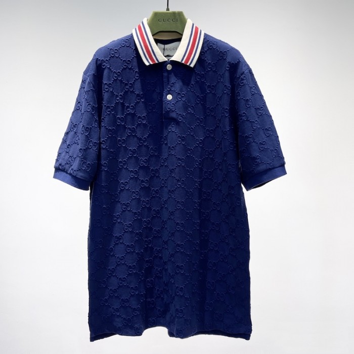 G*u*i gg stretch cotton polo dark blue