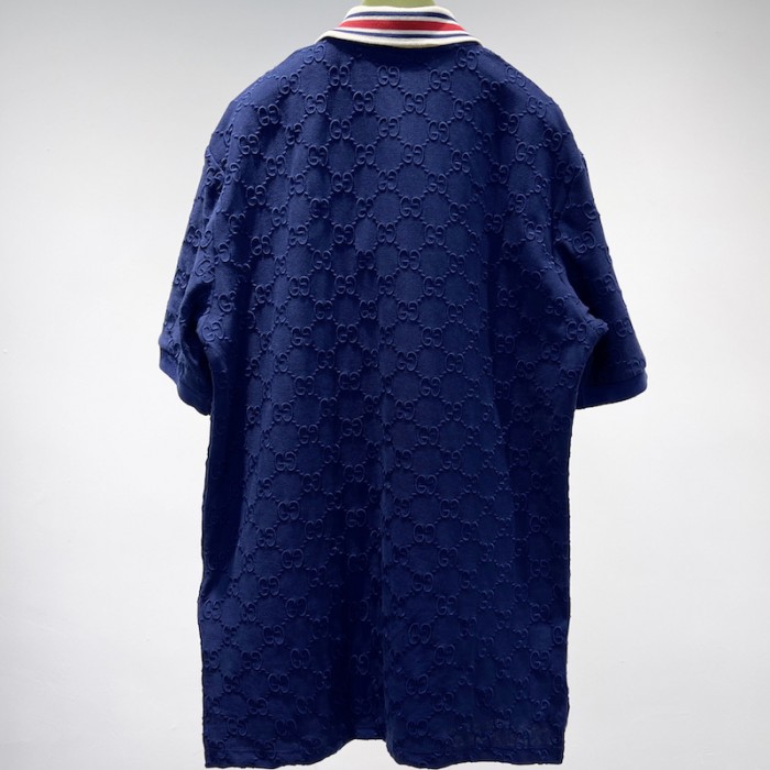 G*u*i gg stretch cotton polo dark blue