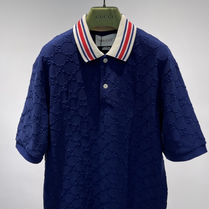 G*u*i gg stretch cotton polo dark blue