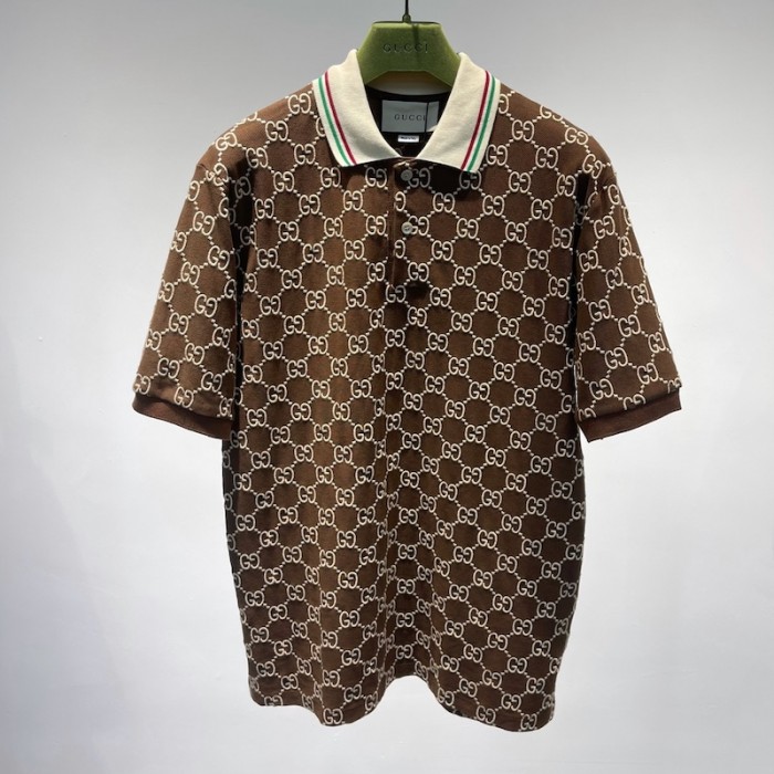 G*u*i gg stretch cotton polo brown