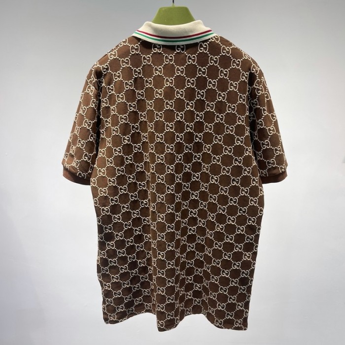 G*u*i gg stretch cotton polo brown
