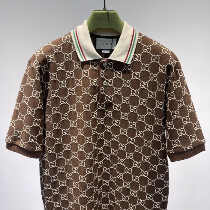 G*u*i gg stretch cotton polo brown