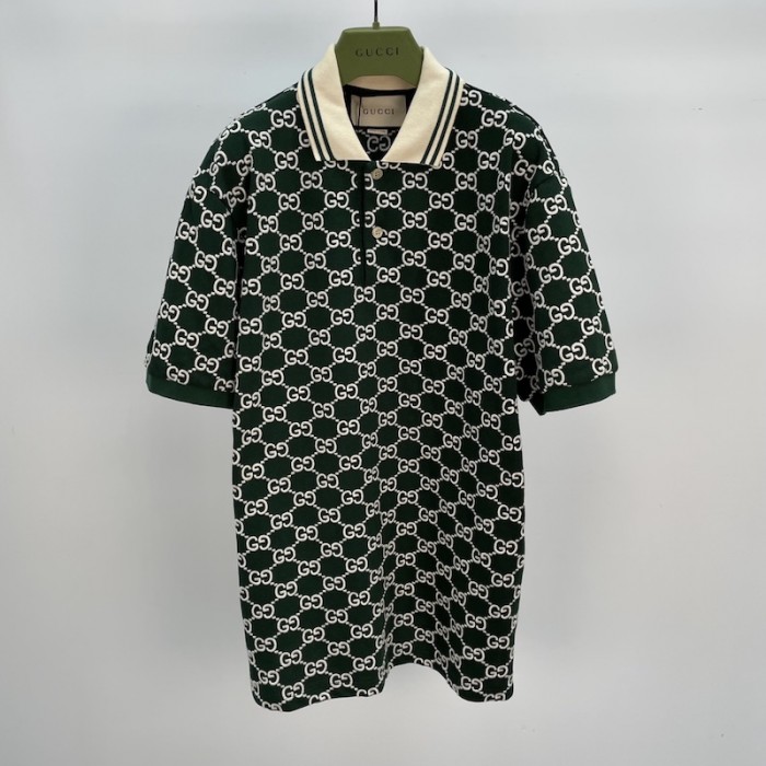 G*u*i gg stretch cotton polo dark green