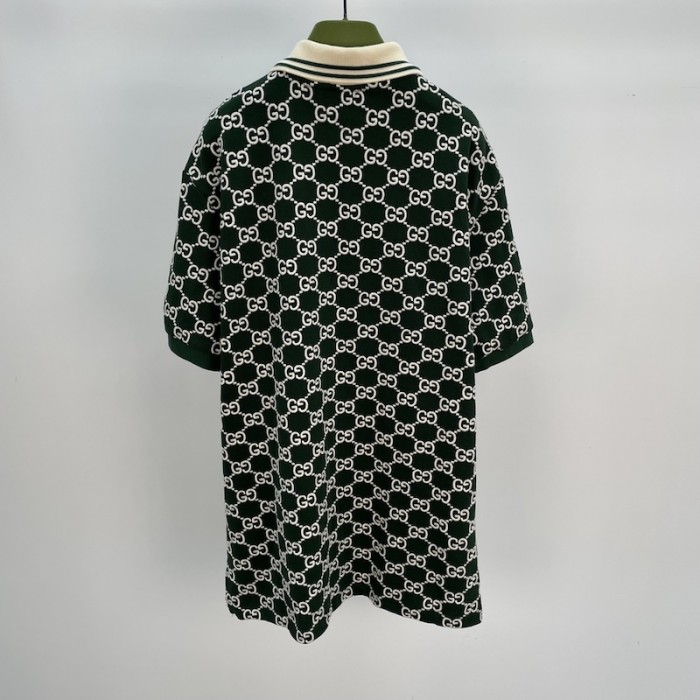G*u*i gg stretch cotton polo dark green
