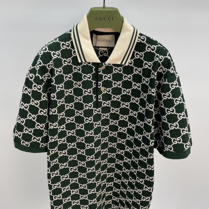 G*u*i gg stretch cotton polo dark green