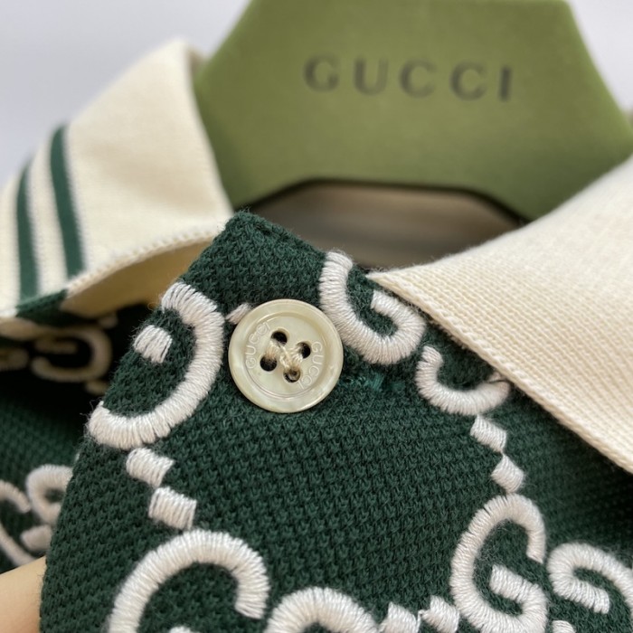 G*u*i gg stretch cotton polo dark green