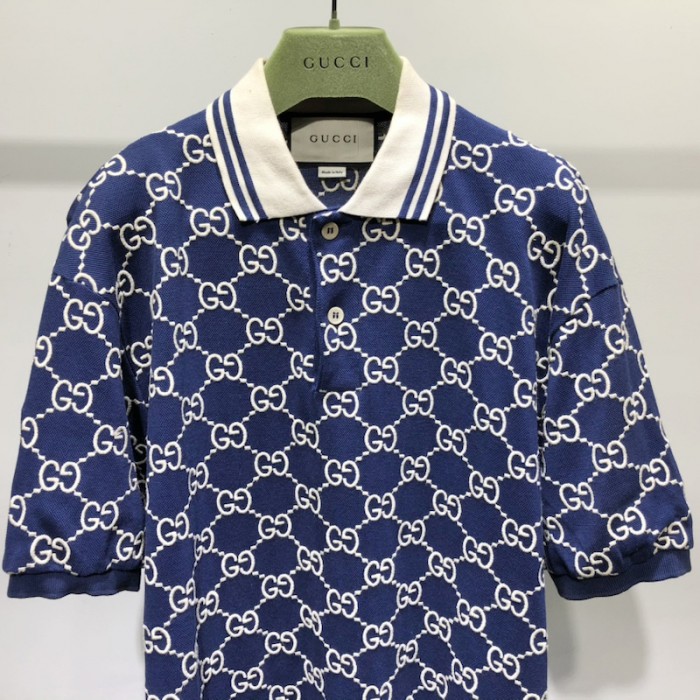 G*u*i gg stretch cotton polo blue