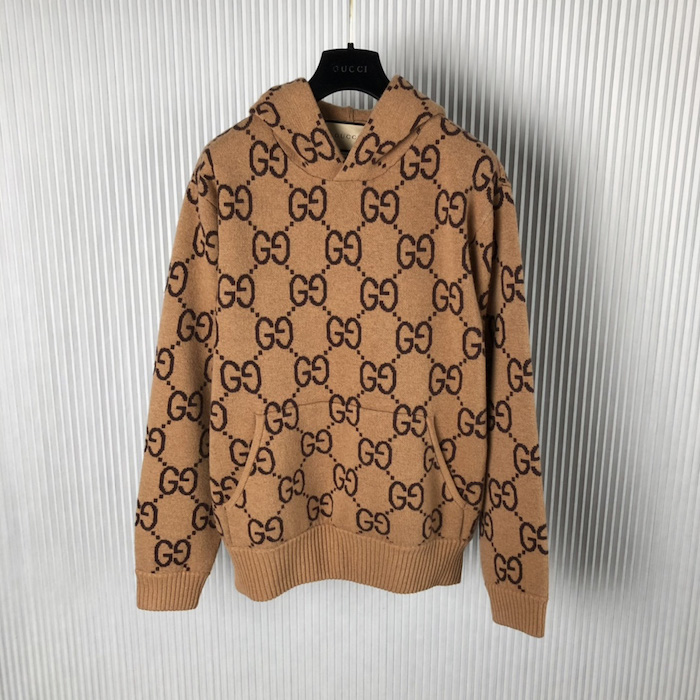 G*u*i gg wool hooded sweatshirt camel ‎770582
