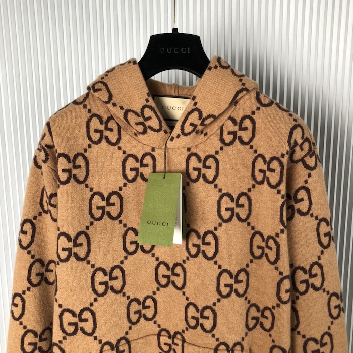 G*u*i gg wool hooded sweatshirt camel 770582