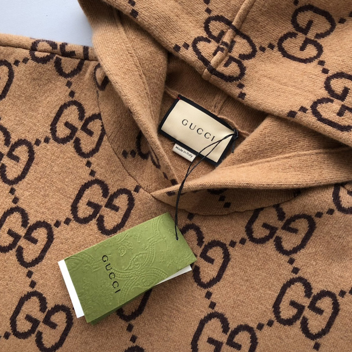 G*u*i gg wool hooded sweatshirt camel 770582