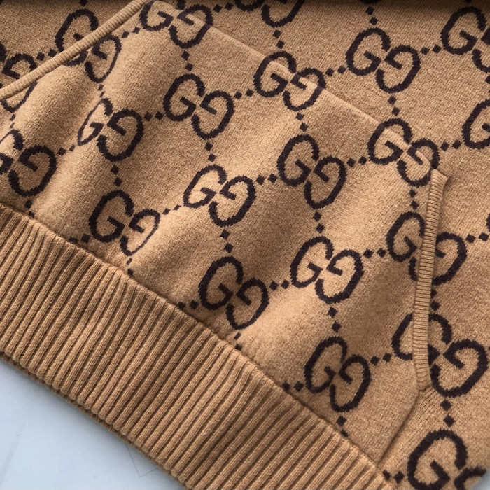 G*u*i gg wool hooded sweatshirt camel 770582