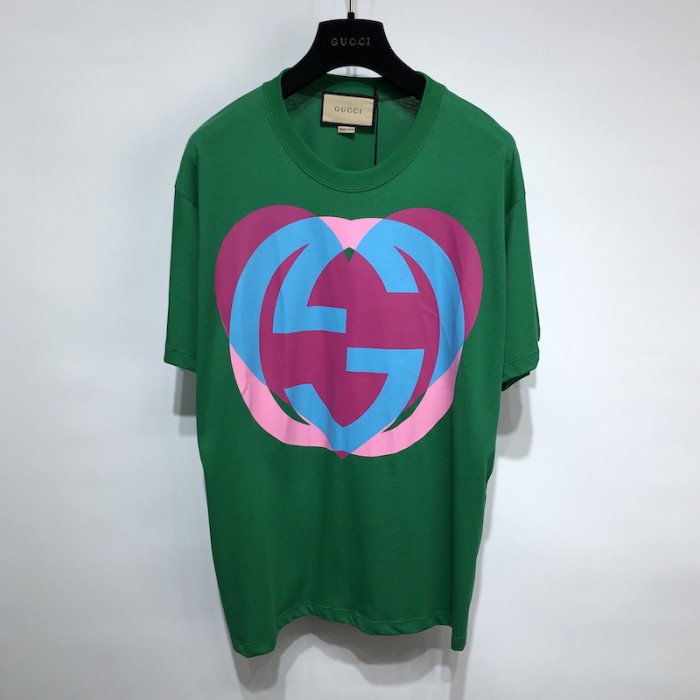G*u*i interlocking g heart t-shirt green