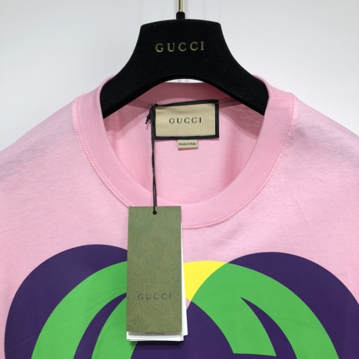 G*u*i interlocking g heart t-shirt pink