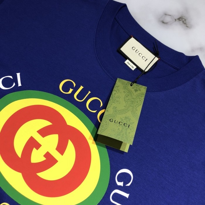 G*u*i cotton jersey t-shirt blue 616036
