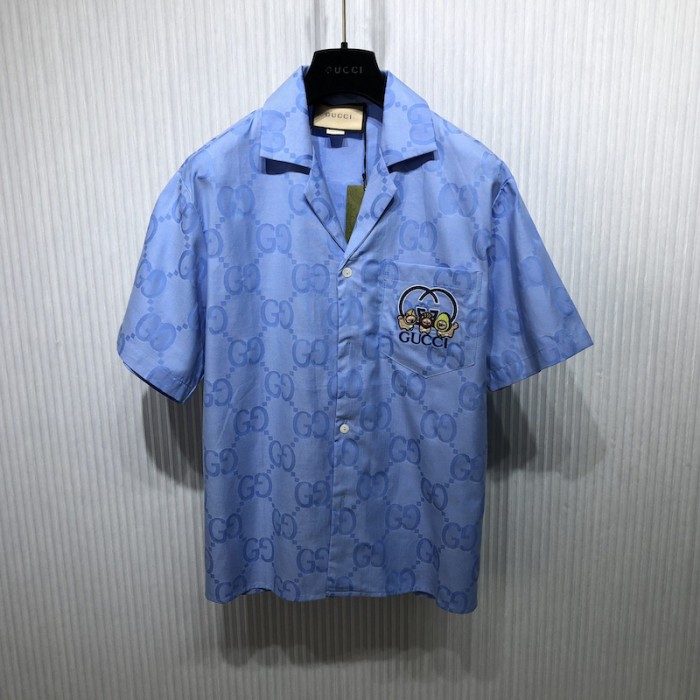 G*u*i jumbo gg cotton jacquard bowling shirt ‎734123