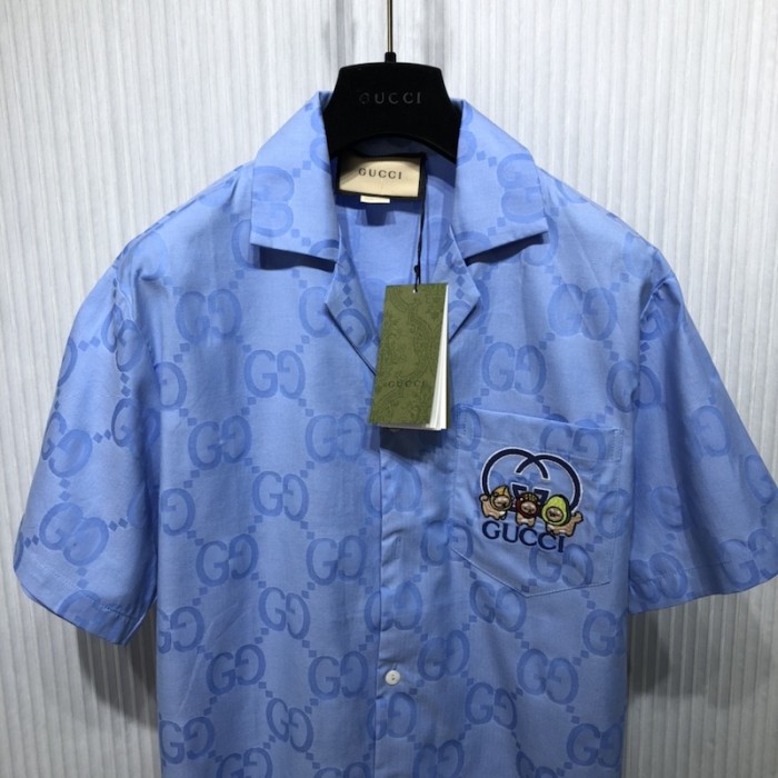 G*u*i jumbo gg cotton jacquard bowling shirt ‎734123