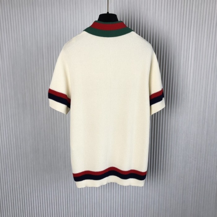 G*u*i knit cotton polo t-shirt with web 739954