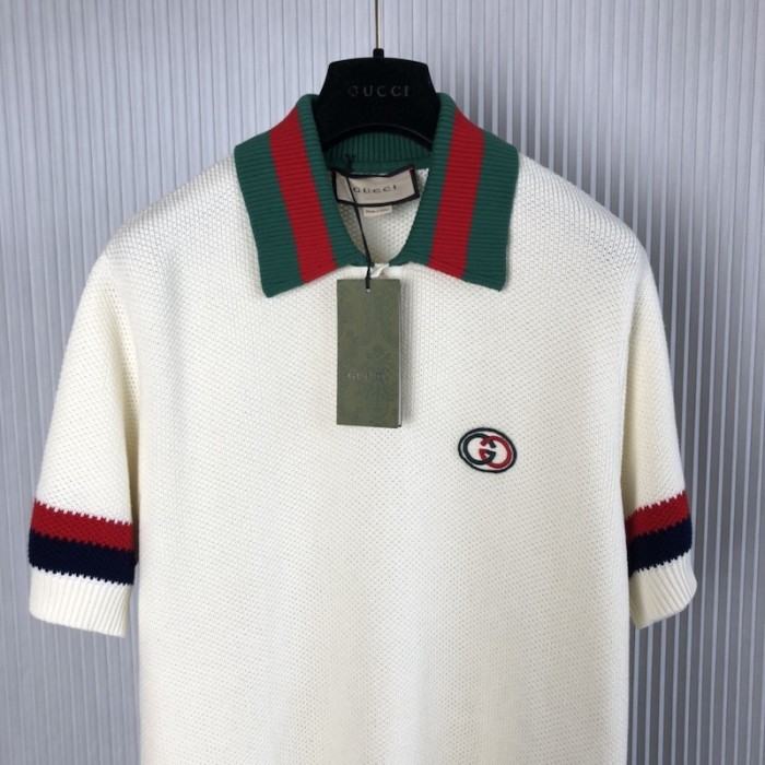 G*u*i knit cotton polo t-shirt with web 739954