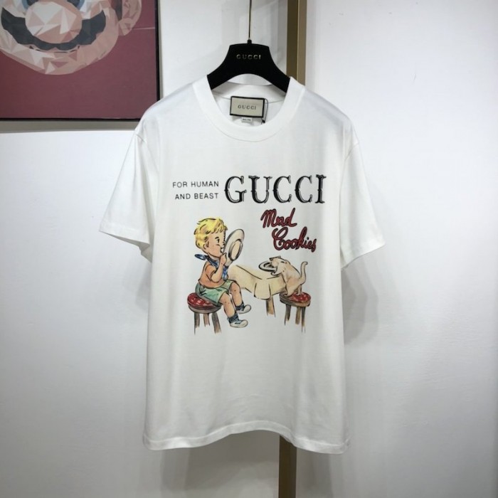 G*u*i ''mad cookies'' print t shirt white