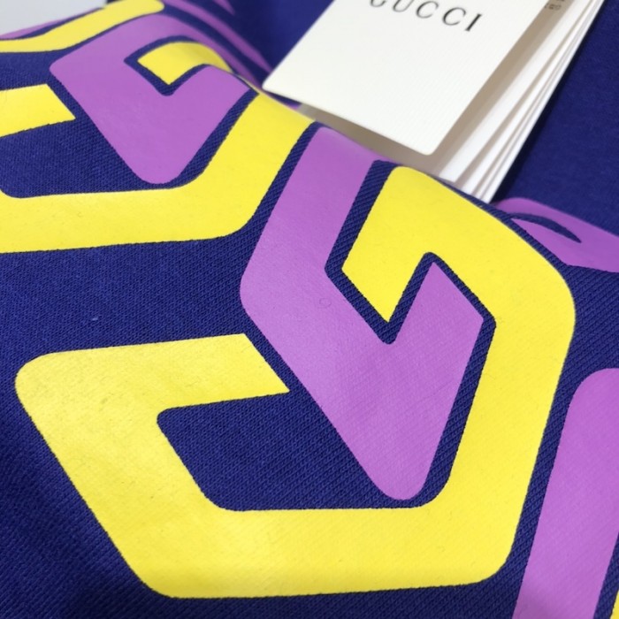 G*u*i cotton jersey t-shirt with G*u*i mirror print blue