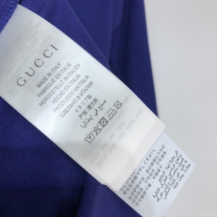 G*u*i cotton jersey t-shirt with G*u*i mirror print blue