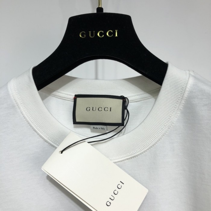 G*u*i cotton jersey t-shirt with G*u*i mirror print white