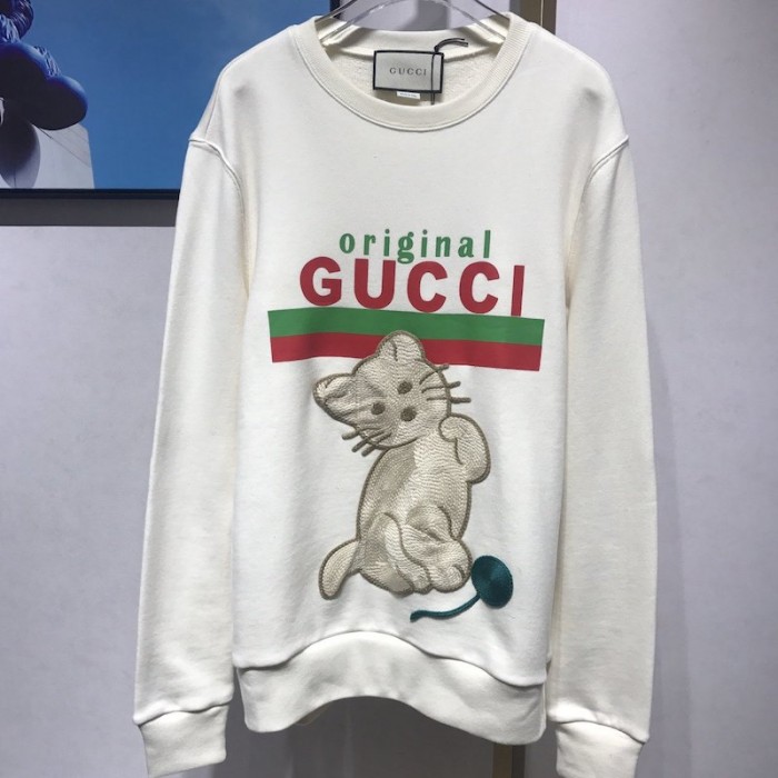 G*u*i "original G*u*i" sweatshirt with kitten off white