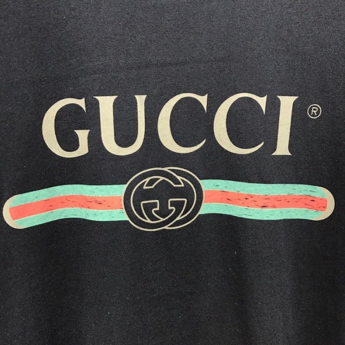G*u*i oversize washed t-shirt with G*u*i logo black