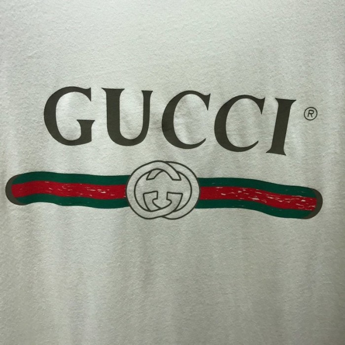 G*u*i oversize washed t-shirt with G*u*i logo white