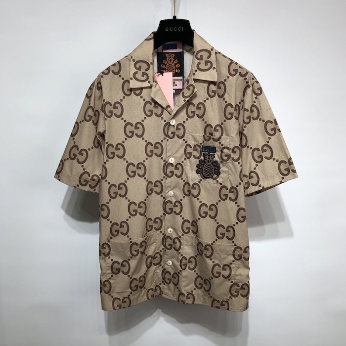 G*u*i pineapple gg canvas bowling shirt ‎677050
