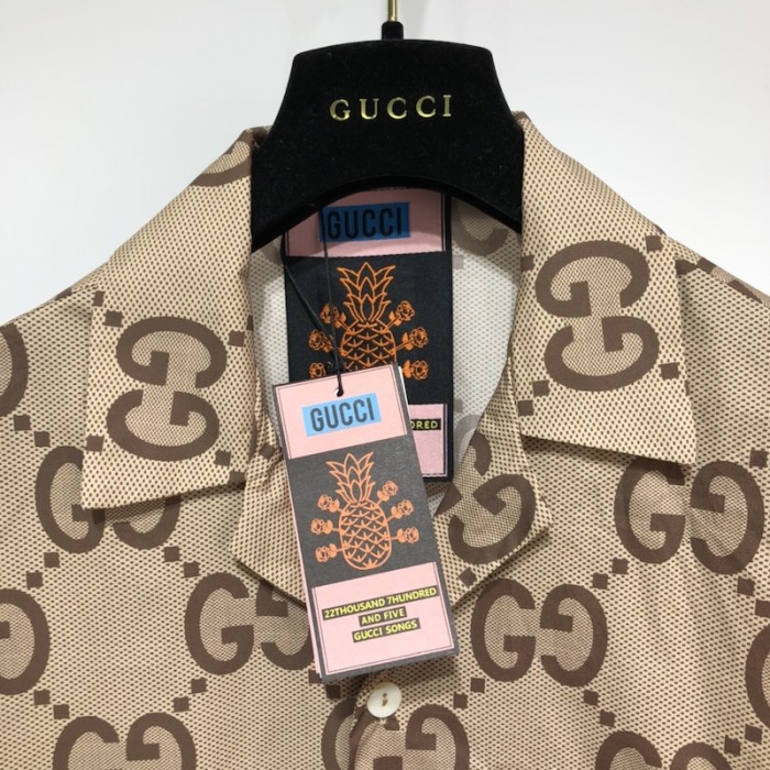 G*u*i pineapple gg canvas bowling shirt 677050