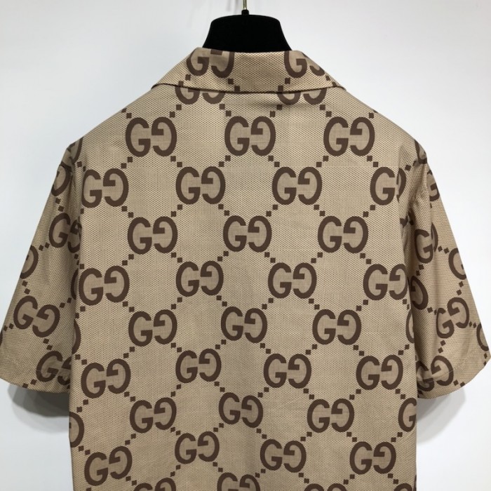 G*u*i pineapple gg canvas bowling shirt 677050