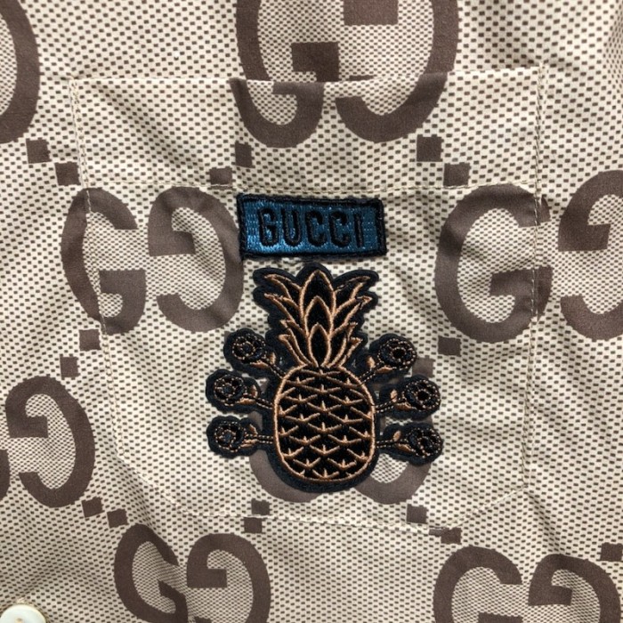 G*u*i pineapple gg canvas bowling shirt 677050
