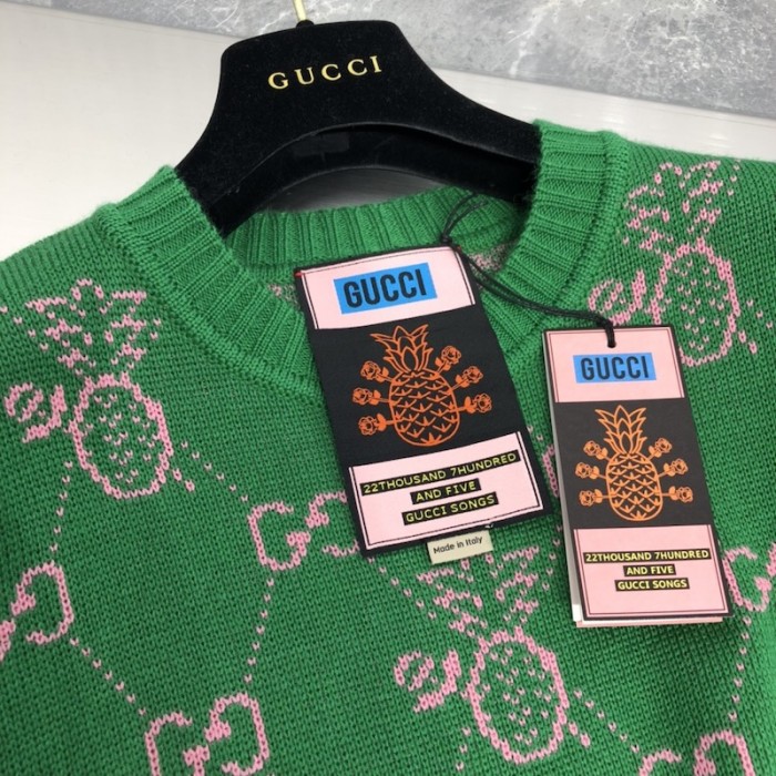 G*u*i pineapple gg jacquard sweater green