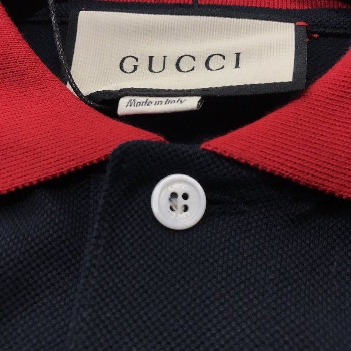G*u*i polo with gg embroidery navy