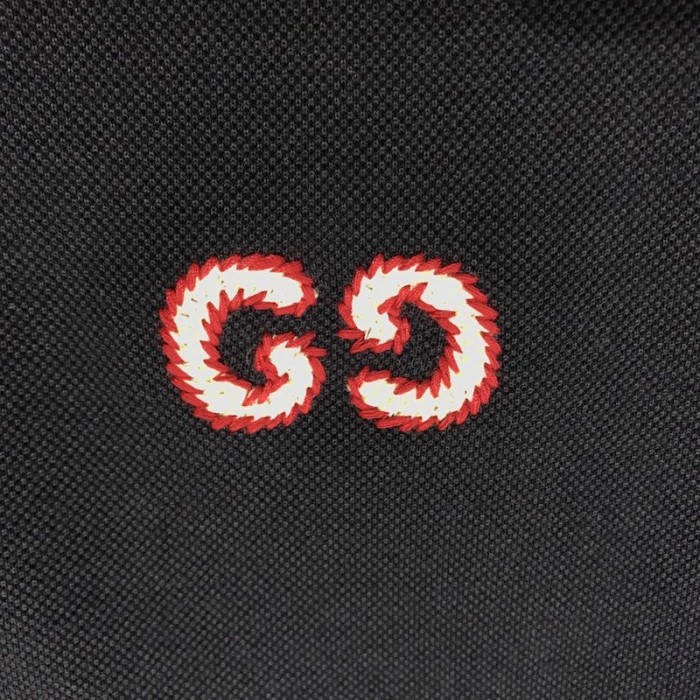 G*u*i polo with gg embroidery navy