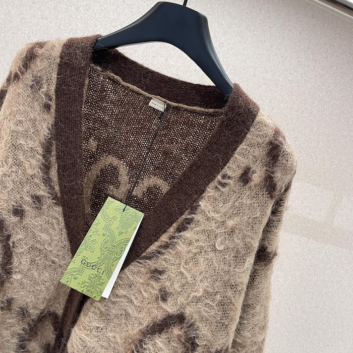 G*u*i reversible gg mohair wool cardigan 635160