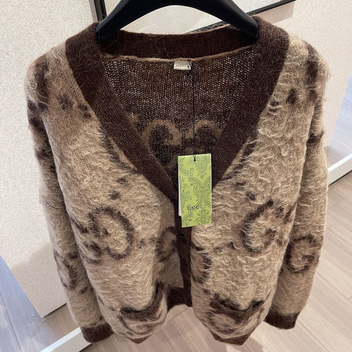 G*u*i reversible gg mohair wool cardigan 635160