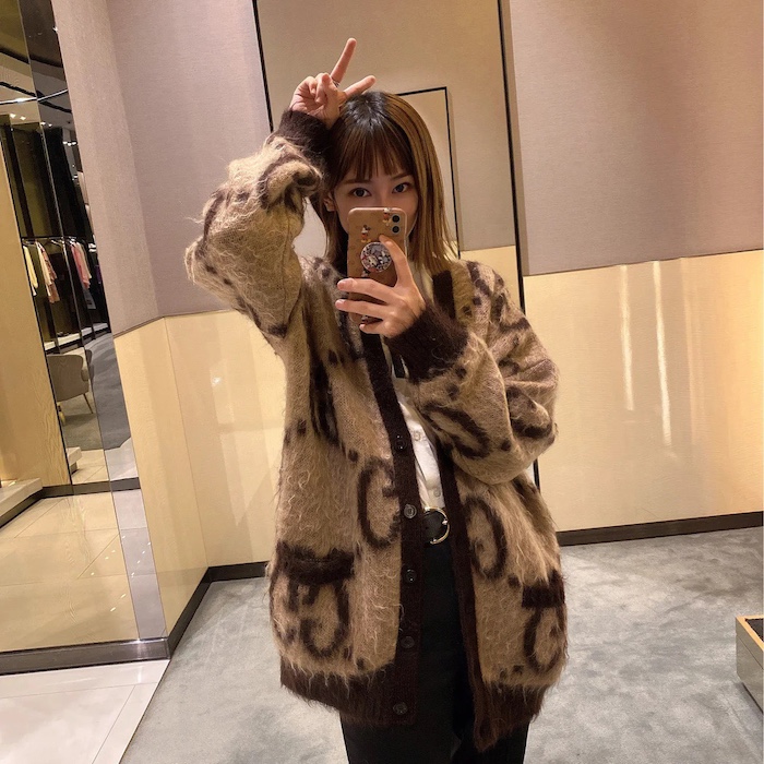 G*u*i reversible gg mohair wool cardigan 635160