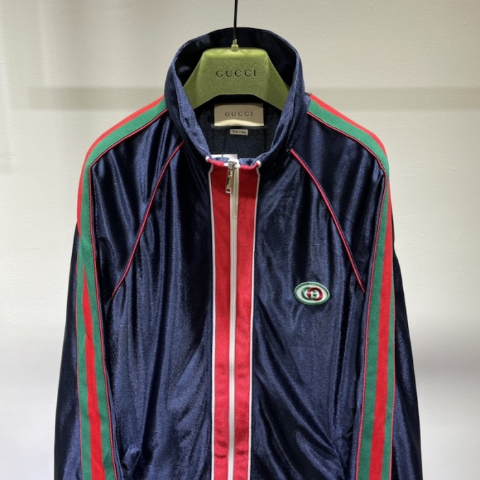 G*u*i shiny jersey jacket with web 655341