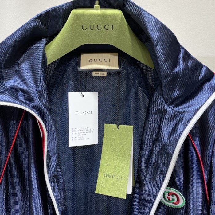 G*u*i shiny jersey jacket with web 655341