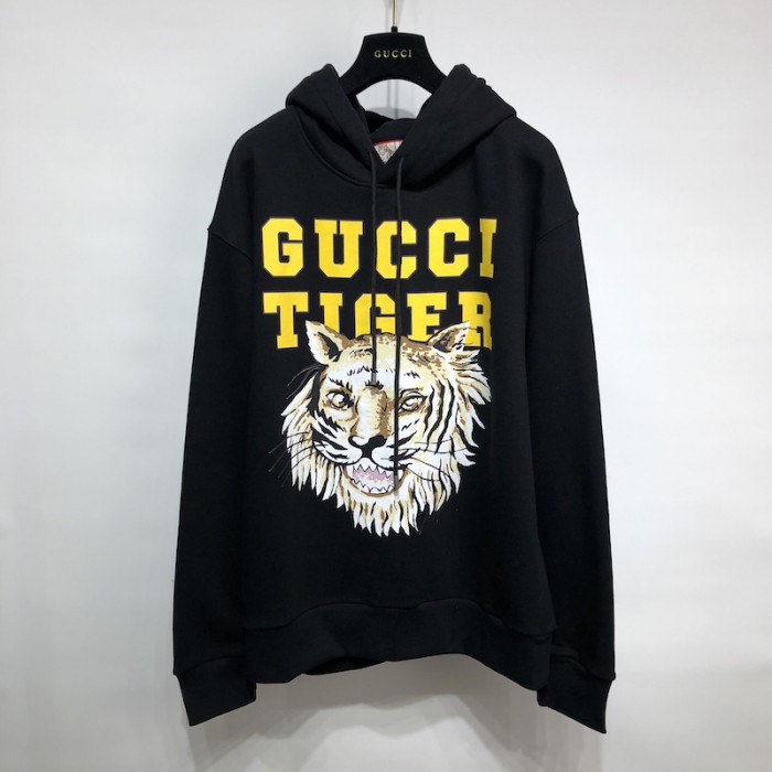 G*u*i tiger logo cotton sweatshirt black