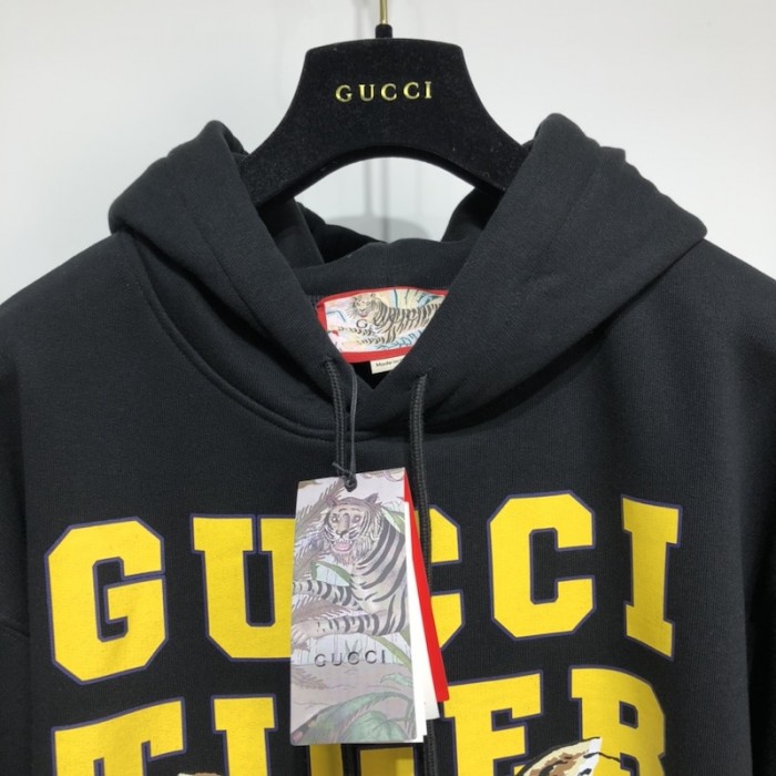 G*u*i tiger logo cotton sweatshirt black